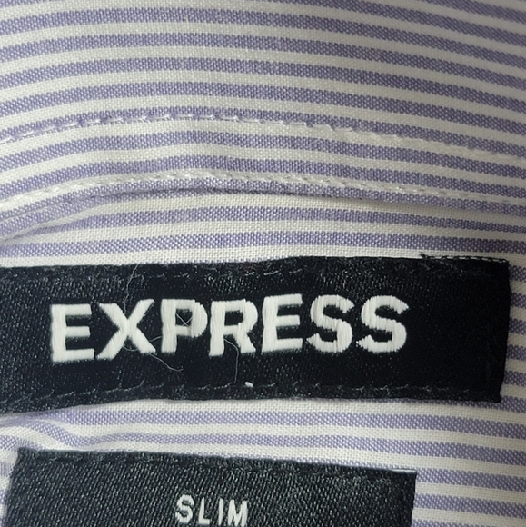Express men slim fit blue white stripe button down shirt size XL - Picture 5 of 9